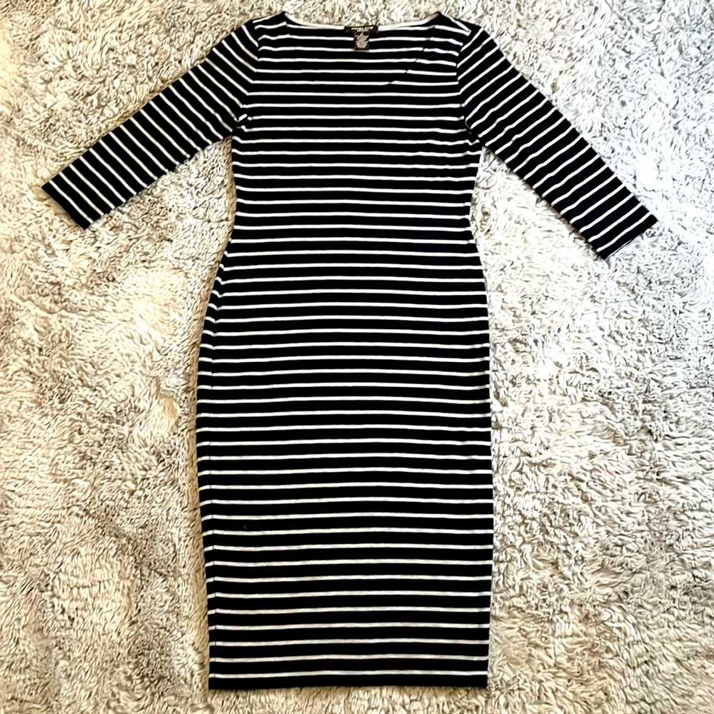 ANDREA JOVINE STRIPED MIDI DRESS